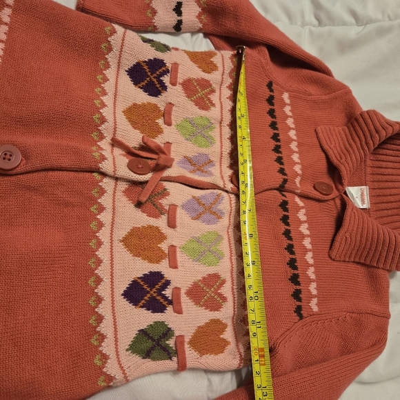 Vintage GYMBOREE Sweater Dress Girl Sz 4 Hearts Button Front Cotton Travel Gift - Picture 6 of 7